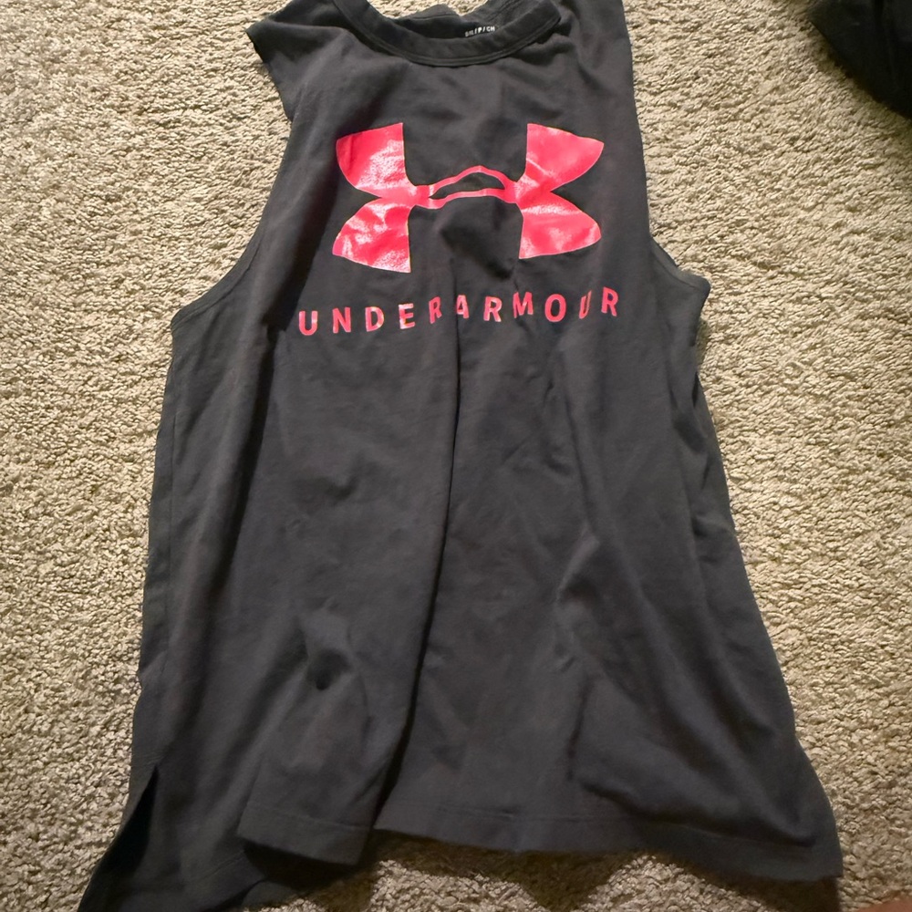 Under Armour Black Tank Top with Pink Logo